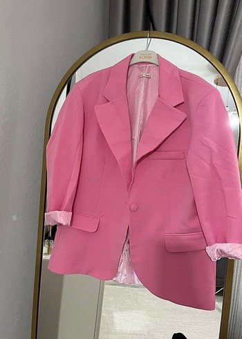 Pembe Mini Kadın Blazer Ceket - Görsel 2