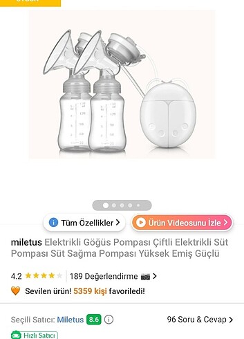 İki taraflı süt pompası