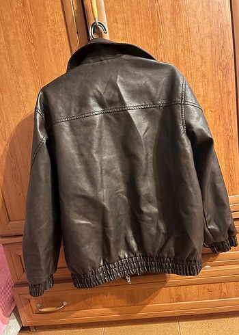 Kahverengi Deri Kadın Biker Ceket - Görsel 2