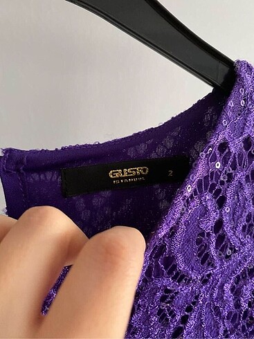 m Beden mor Renk Gusto ince güpür elbise