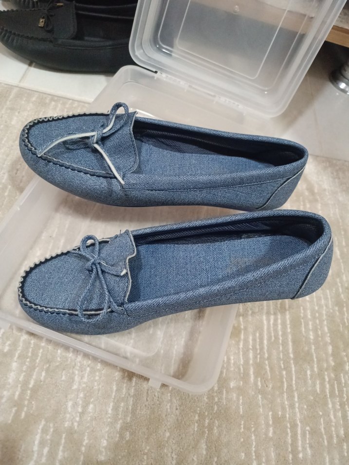 Kot Kumaşlı Kadın Dolgu Topuklu Günlük Ayakkabı - Görsel 2