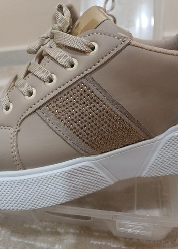 Bej Kadın Dolgu Topuklu Spor Ayakkabı - Görsel 7