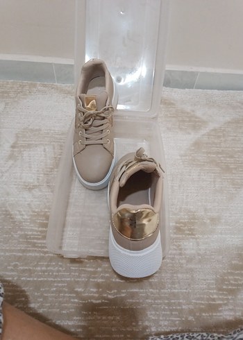 Bej Kadın Dolgu Topuklu Spor Ayakkabı - Görsel 3