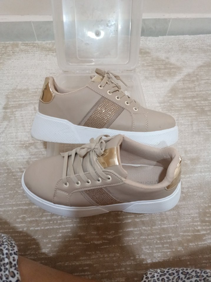 Bej Kadın Dolgu Topuklu Spor Ayakkabı - Görsel 4