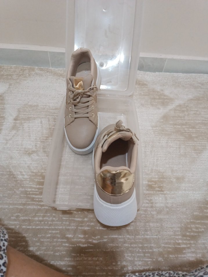 Bej Kadın Dolgu Topuklu Spor Ayakkabı - Görsel 3