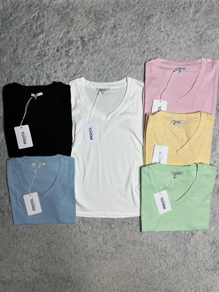 İpekyol Beyaz V Yaka  T shirt - Görsel 2