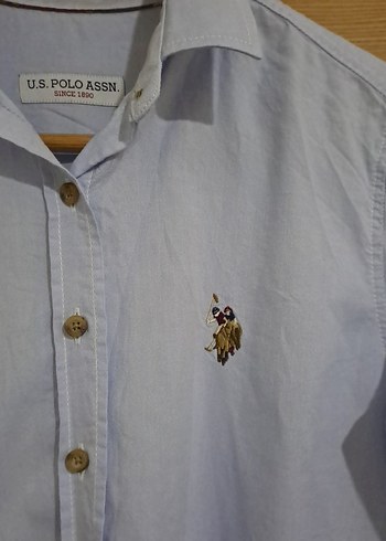 Mavi Pamuklu Kadın Gömlek - Görsel 4