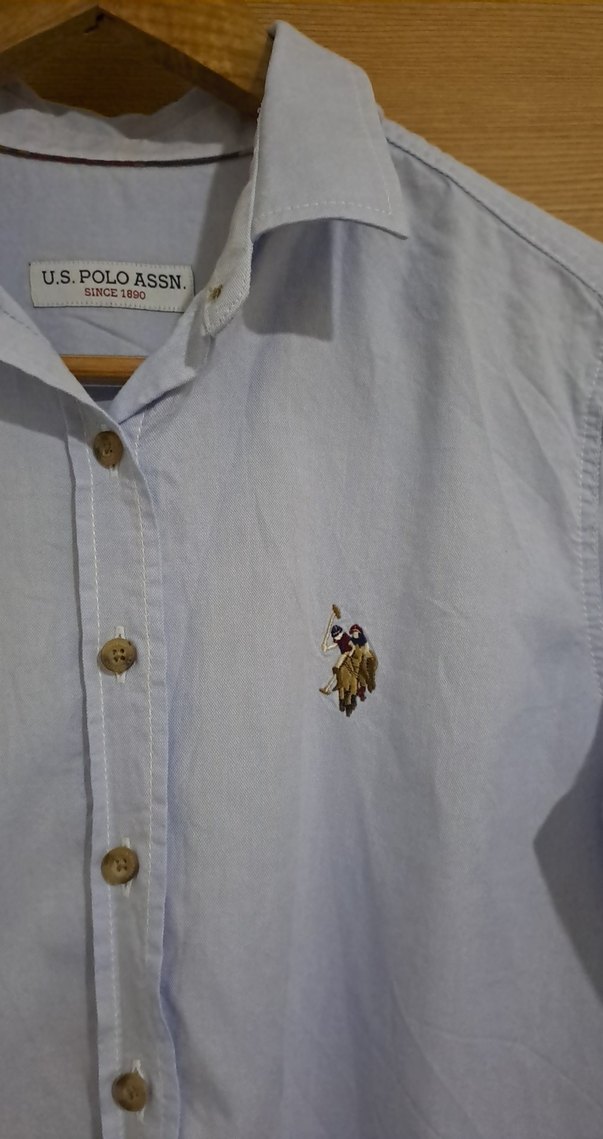 Mavi Pamuklu Kadın Gömlek - Görsel 4