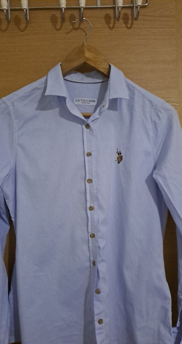 Mavi Pamuklu Kadın Gömlek - Görsel 5