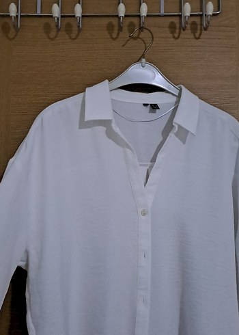 Beyaz Keten Kadın Gömlek - Görsel 2