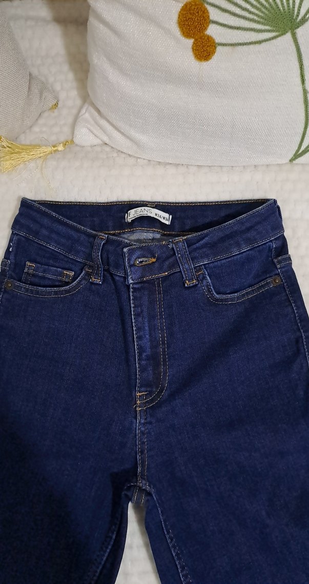 Kadın Lacivert  Dar Kesim Denim Jean - Görsel 3