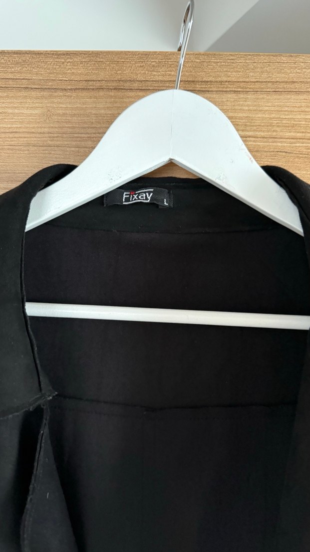 Siyah Kadın Uzun Düğmeli Trençkot süet - Görsel 3