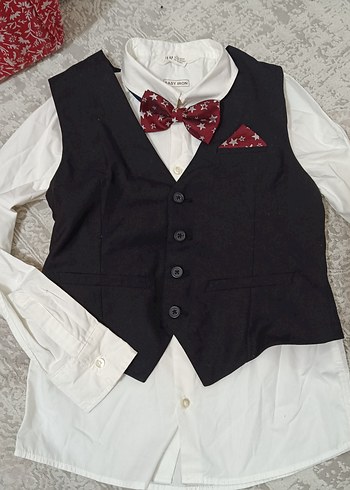h&m marka gömlek yelek papyon takım