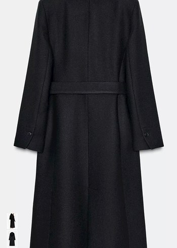 Zara Kemerli Suni Kürk Yakalı Yün Kaban - Görsel 3