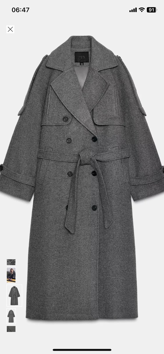 Zara Kruvaze Kemerli Kaban - Görsel 2