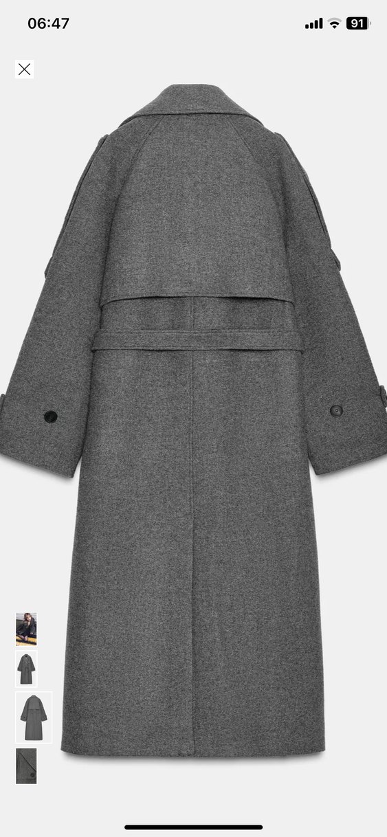 Zara Kruvaze Kemerli Kaban - Görsel 3