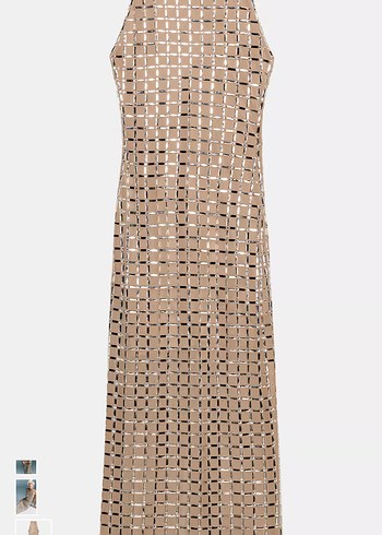 Zara Halter Yaka Midi File Elbise - Görsel 2