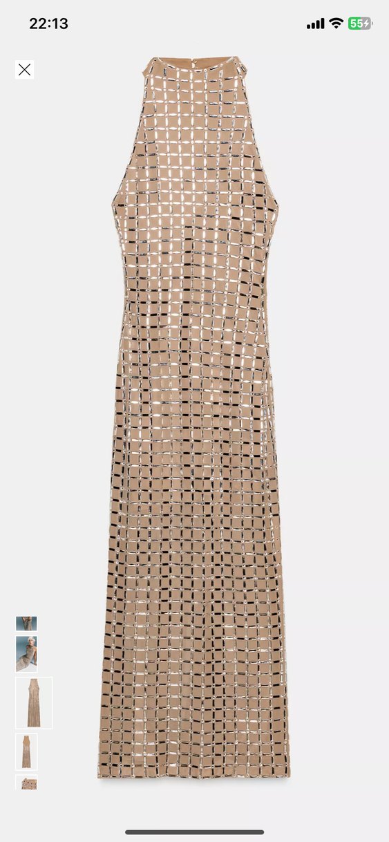 Zara Halter Yaka Midi File Elbise - Görsel 2