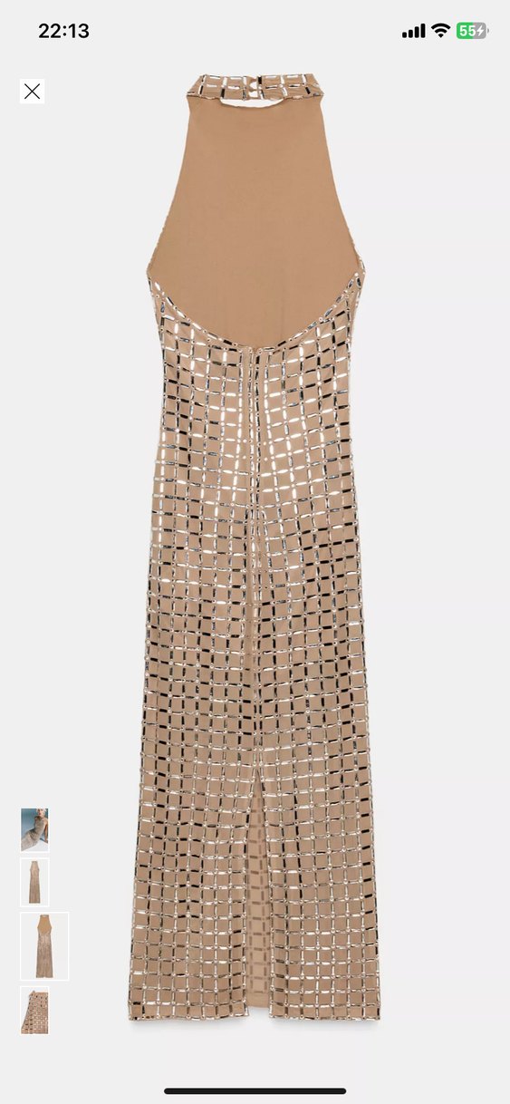 Zara Halter Yaka Midi File Elbise - Görsel 3