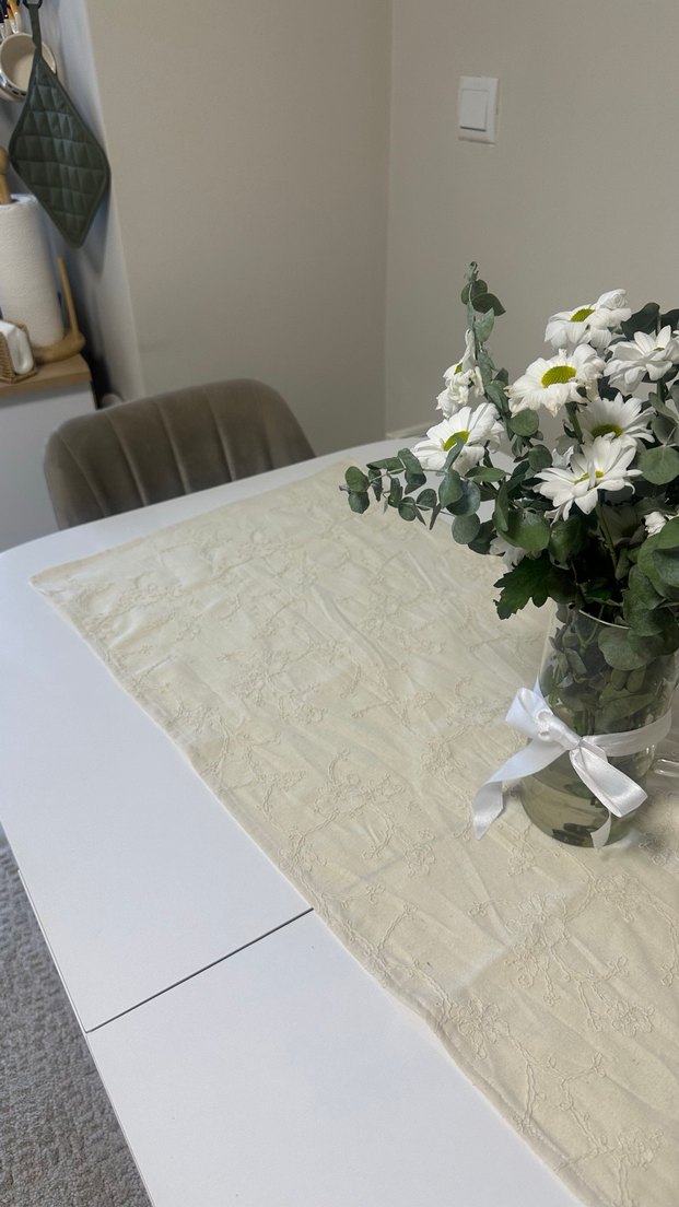 Bohem Beyaz Masa Örtüsü - Görsel 2