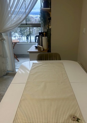 Bej Ekoseli Masa Örtüsü - Görsel 3