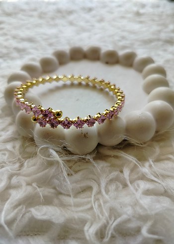 Pembe kalp taşlı kelepçe - Görsel 5