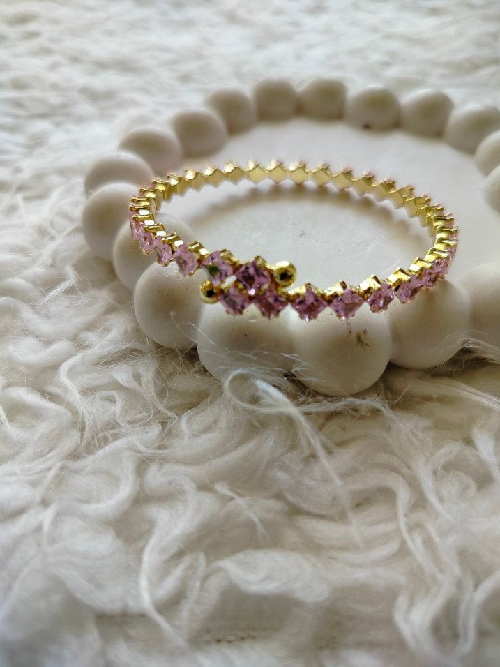 Pembe kalp taşlı kelepçe - Görsel 3