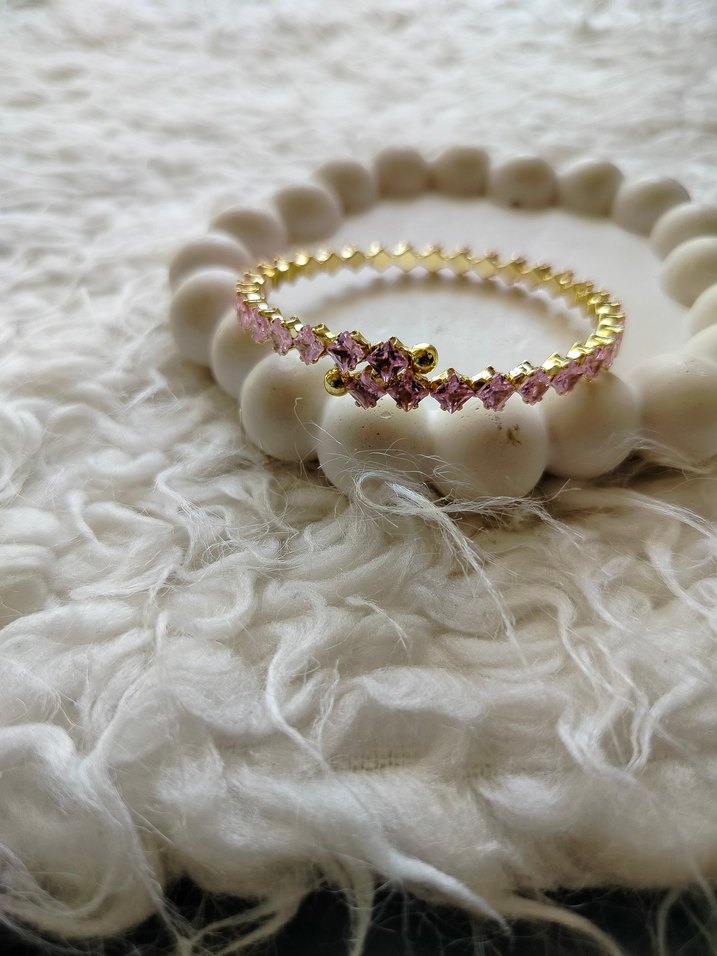 Pembe kalp taşlı kelepçe - Görsel 2