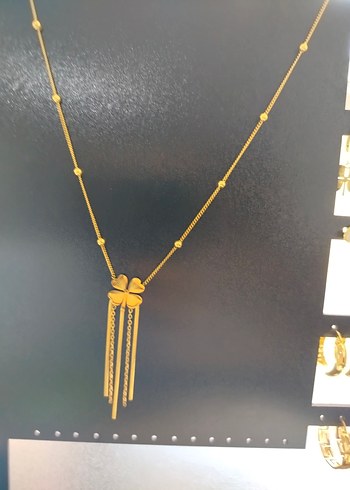 Uzun Zincir Detaylı Altın Kadın Kolye - Görsel 4