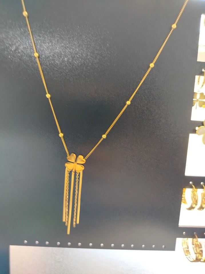 Uzun Zincir Detaylı Altın Kadın Kolye - Görsel 4