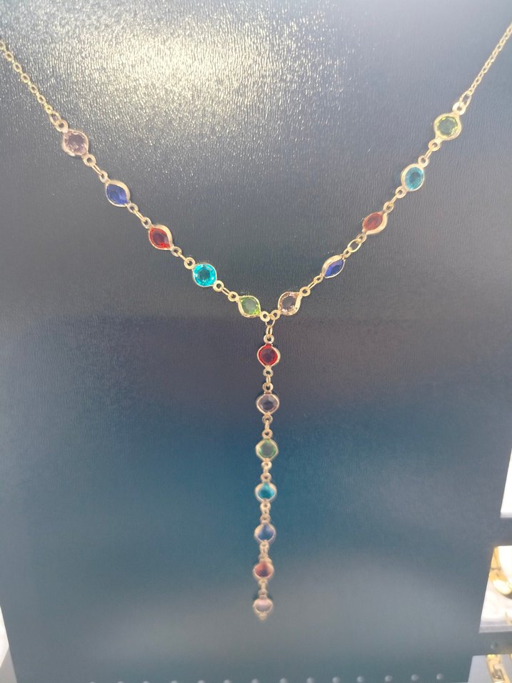 Renkli Uzun Zincir Detaylı Bohem Kolye - Görsel 3