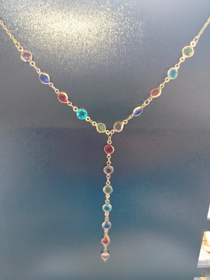 Renkli Uzun Zincir Detaylı Bohem Kolye - Görsel 4