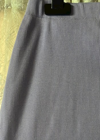 Drapeli Gri Keten Hamile Uzun Etek - Görsel 2