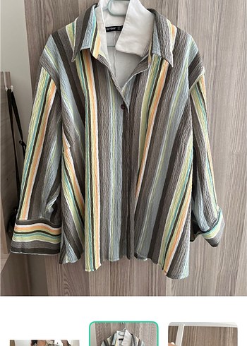 Zara Pastel Cizgili Rahat Gomlek