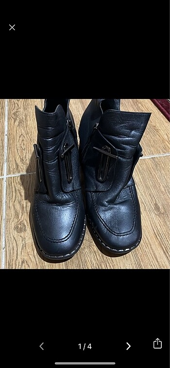 İlvi tokalı taşlı deri ayakkabı