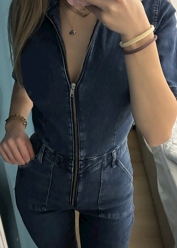 Kadın Lacivert Denim Tulum - Görsel 2