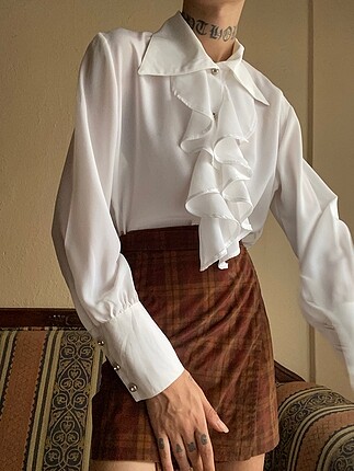 36 Beden beyaz Renk Vintage kadın gömlek