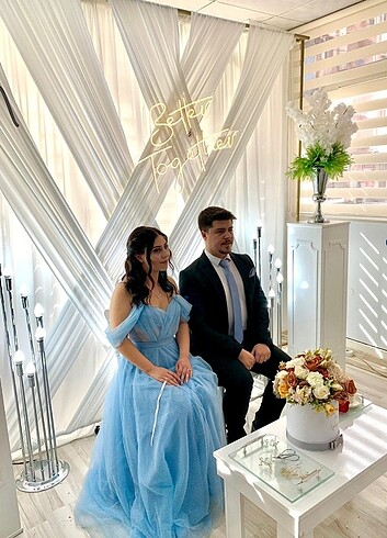 Mavi Simli Nikah / Nişan Elbisesi