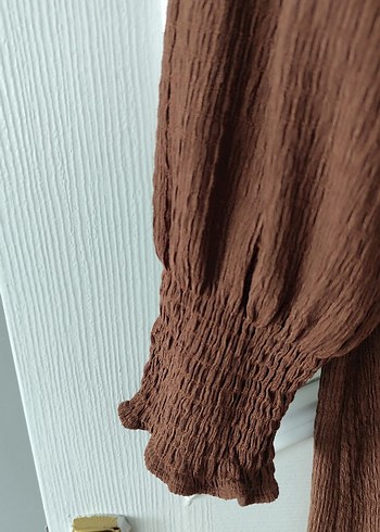 Bohem Uzun Kahverengi Keten Elbise - Görsel 2