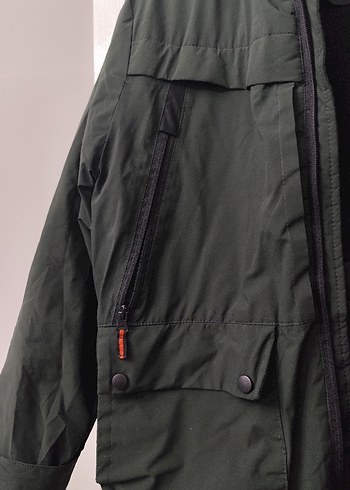 Fermuarli haki renk Erkek  Montu - Görsel 4