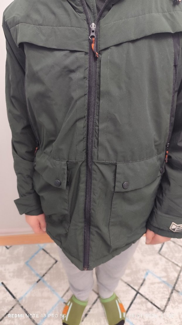 Fermuarli haki renk Erkek  Montu - Görsel 2