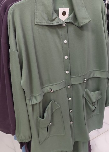 Kadın Haki Uzun Düğmeli Ceket - Görsel 2