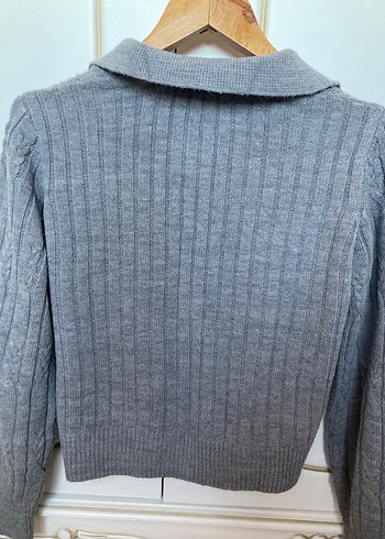 Gri Örgü Kadın Hırka, Uzun Kollu TRENDYOLMILLA - Görsel 4