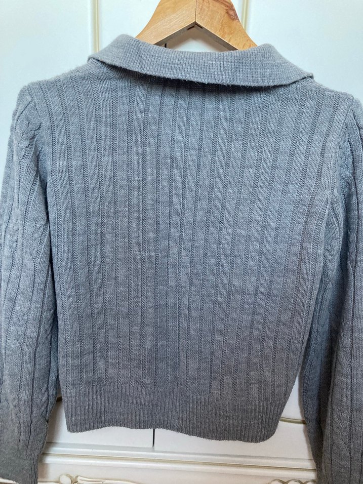 Gri Örgü Kadın Hırka, Uzun Kollu TRENDYOLMILLA - Görsel 4