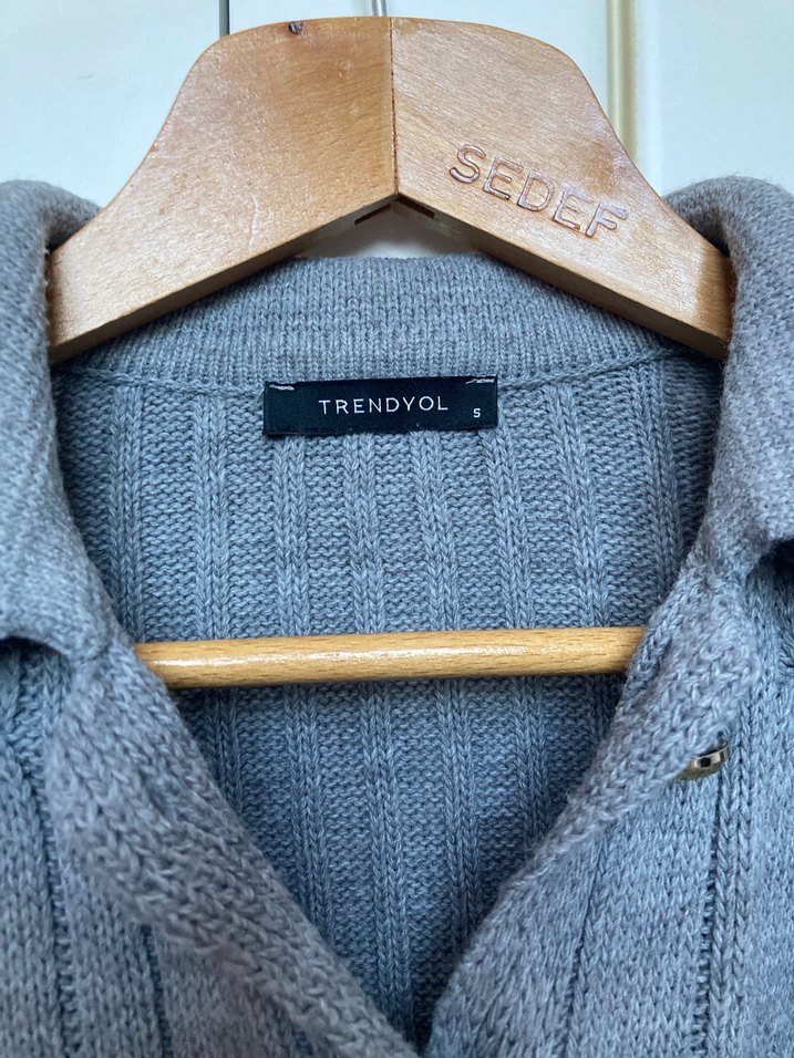 Gri Örgü Kadın Hırka, Uzun Kollu TRENDYOLMILLA - Görsel 2