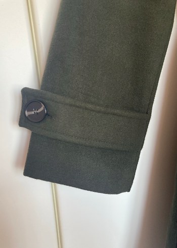 Kemerli, Kürklü Yaka Haki Kaban Koton - Görsel 3