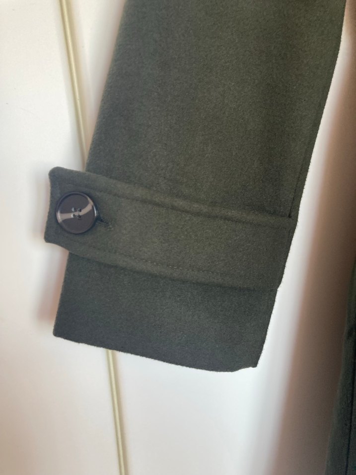 Kemerli, Kürklü Yaka Haki Kaban Koton - Görsel 3