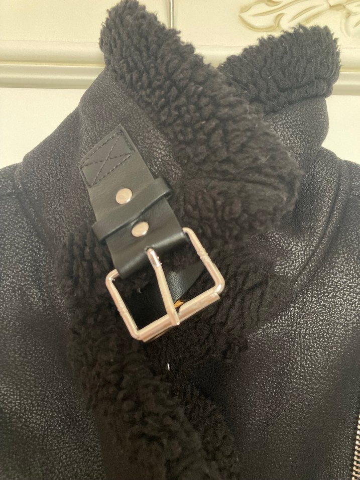 Kadın Siyah Süet Biker Ceket Bershka - Görsel 5