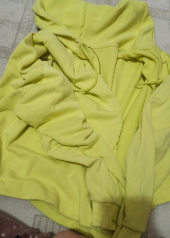 Sarı Kapüşonlu Kadın Sweatshirt - Görsel 7