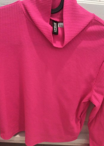 Pembe Yüksek Yakalı İnce Triko Kazak - Görsel 6